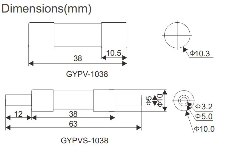 Geya Gypv-1038 DC Fuse 1000V 1A to 32A PV 10*38