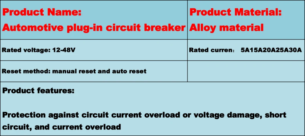 Automotive Fuse Medium Size Resettable Fuse, Automotive Plug-in Circuit Breaker E3 Series Overload Protector